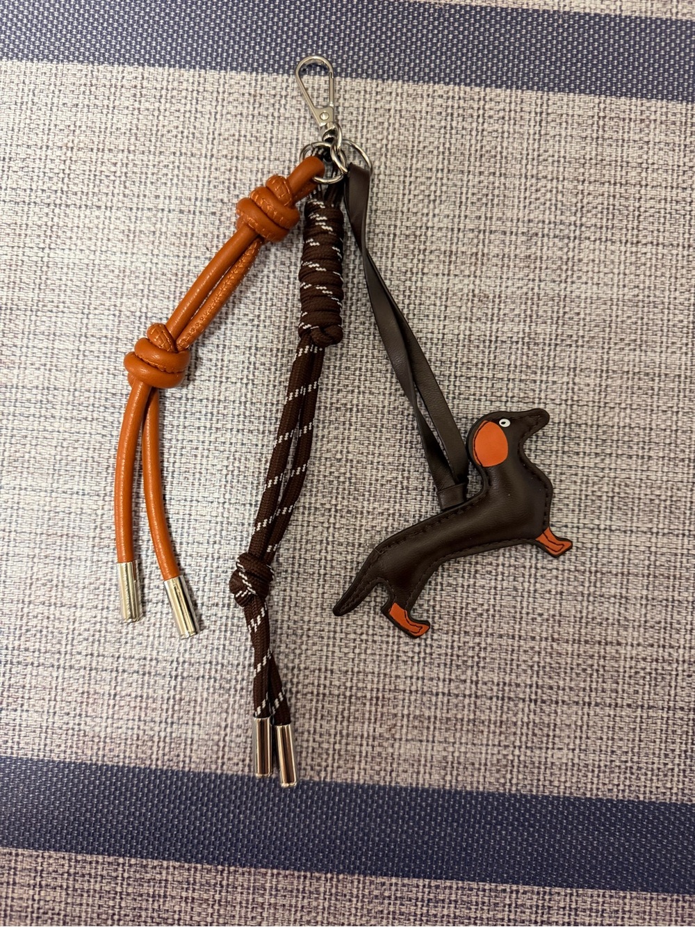 Pleather Dachshund Keychain Charm with Brown Accents